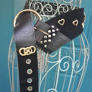 Wide Belt Metal Studded Belt Womens Western Cowboy Rodeo Punk Rock Steampunk